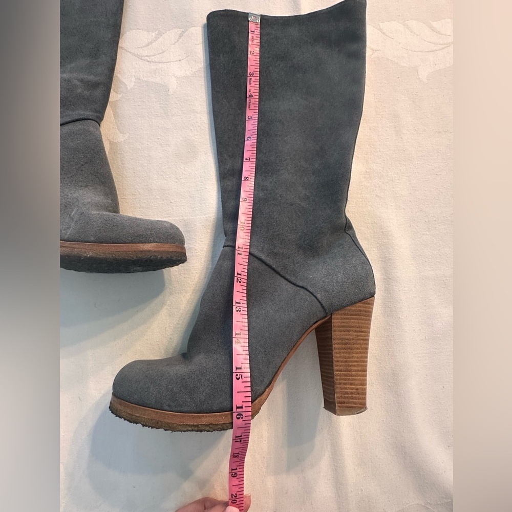 Coclico Gray Suede Boots 4 Inch Heels W/Zipper Size 39/8 Y2K European Luxury - Picture 8 of 13